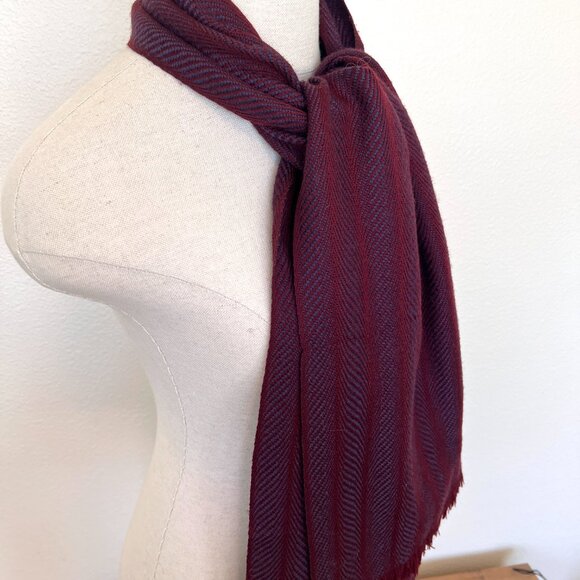 Lambswool Scarf - Ireland - Wine & Blue - Lisbeth Mulcahy - Picture 3 of 10